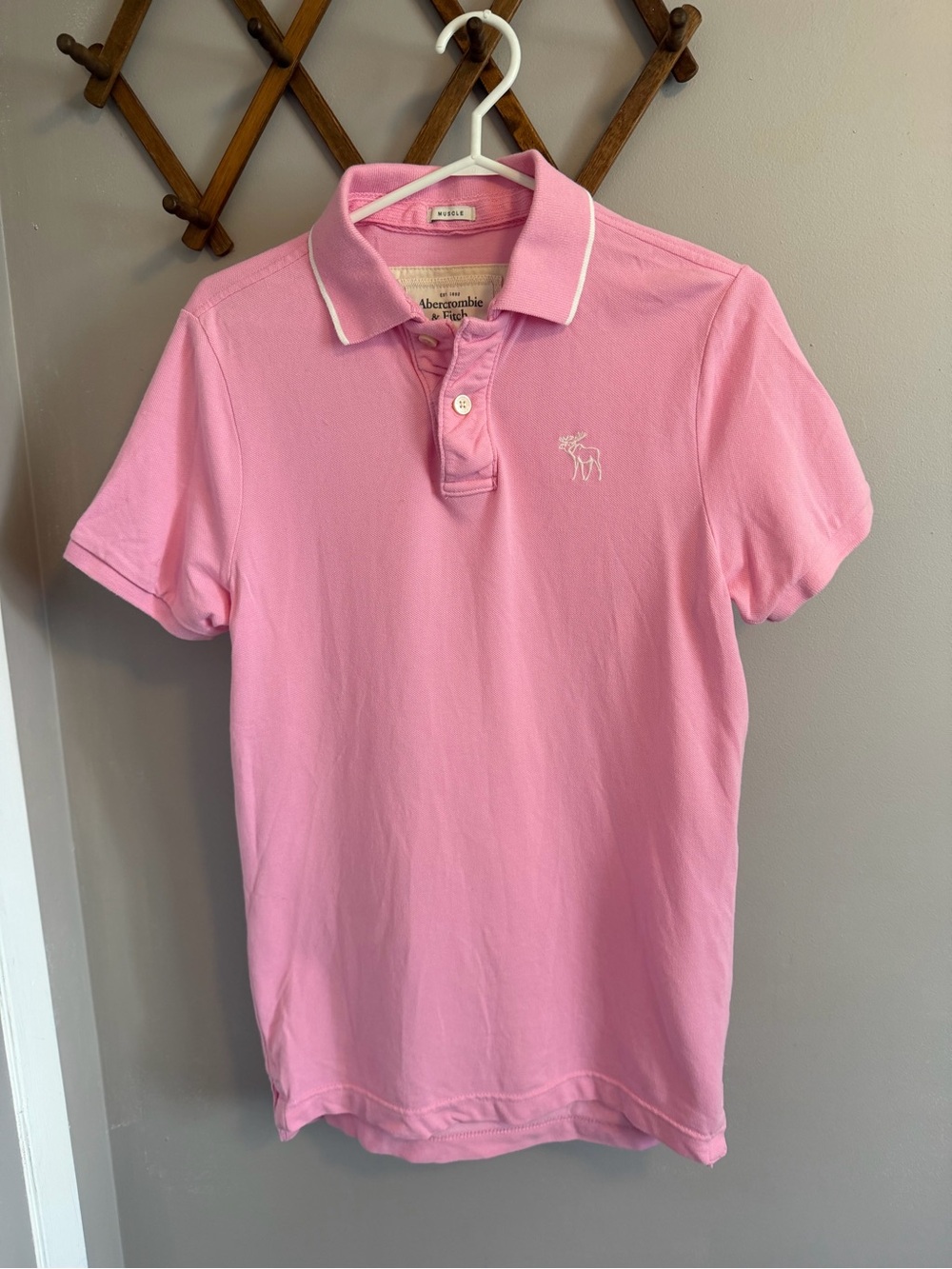 Y2K Abercrombie & Fitch Pink Muscle Cut Polo Shirt M